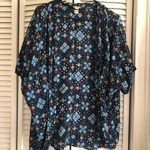 Blue printed Kimono top